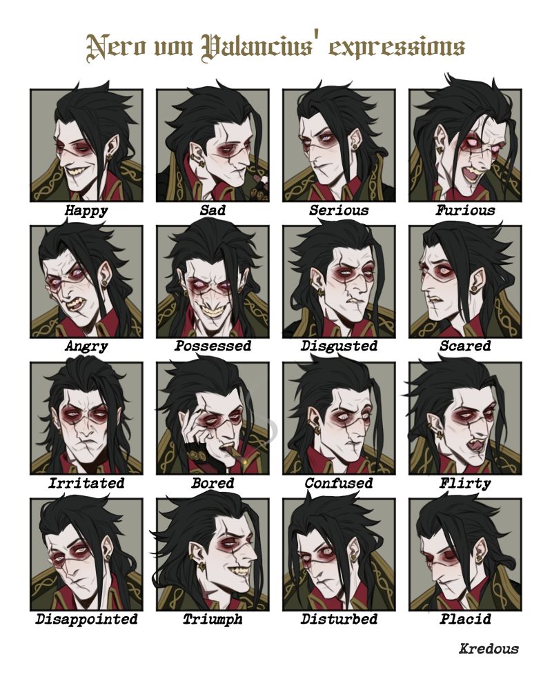 WH40K character, my Rogue Trader, Nero von Valancius and his expression sheet I need for reasons. 