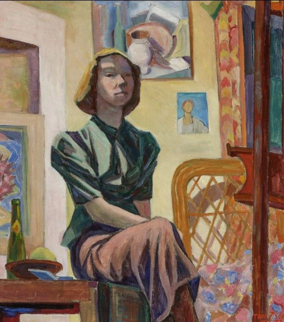 Autorretrato con silla, 1937.

Se formó en  la Escuela Superior de Arte, Artesanía y Diseño de Estocolmo, entre 1930 y 1933, en la Escuela de Artes Gráficas de la Academia Finlandesa de Bellas Artes entre 1933 y 1937 y, finalmente, en L'École d'Adrien Holy y L'École des Beaux-Arts de París en 1938. Exhibió diversas obras en exposiciones de los años 1930 y de los primeros 40, y realizó su primera exposición en solitario en 1943.