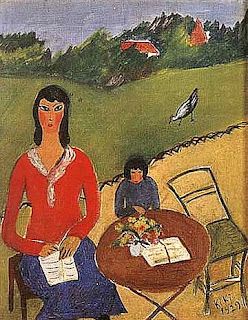 Autorretrato, 1929

En 1917 entró como criada en una panadería de la place Saint Georges. Su primer amante fue el pintor judeo-polaco Maurice Mendjizky, nueve años mayor que ella, a quien conoció en 1918. Cuando su madre descubrió que posaba desnuda para él, la echó de casa.