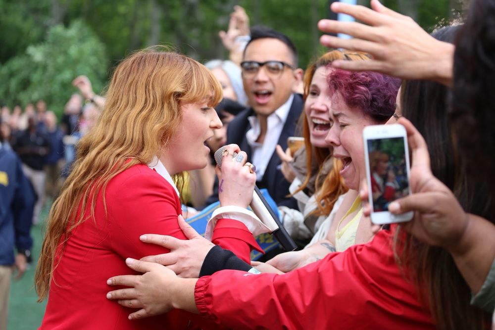 Florence Welch holding on to me in the front row of an outdoor concert audience as we sing together — except this time I am visibly sobbing. 
