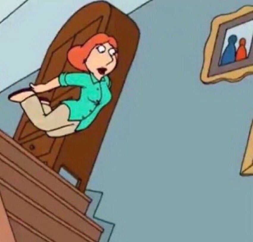 Lois jumping off the stairs 