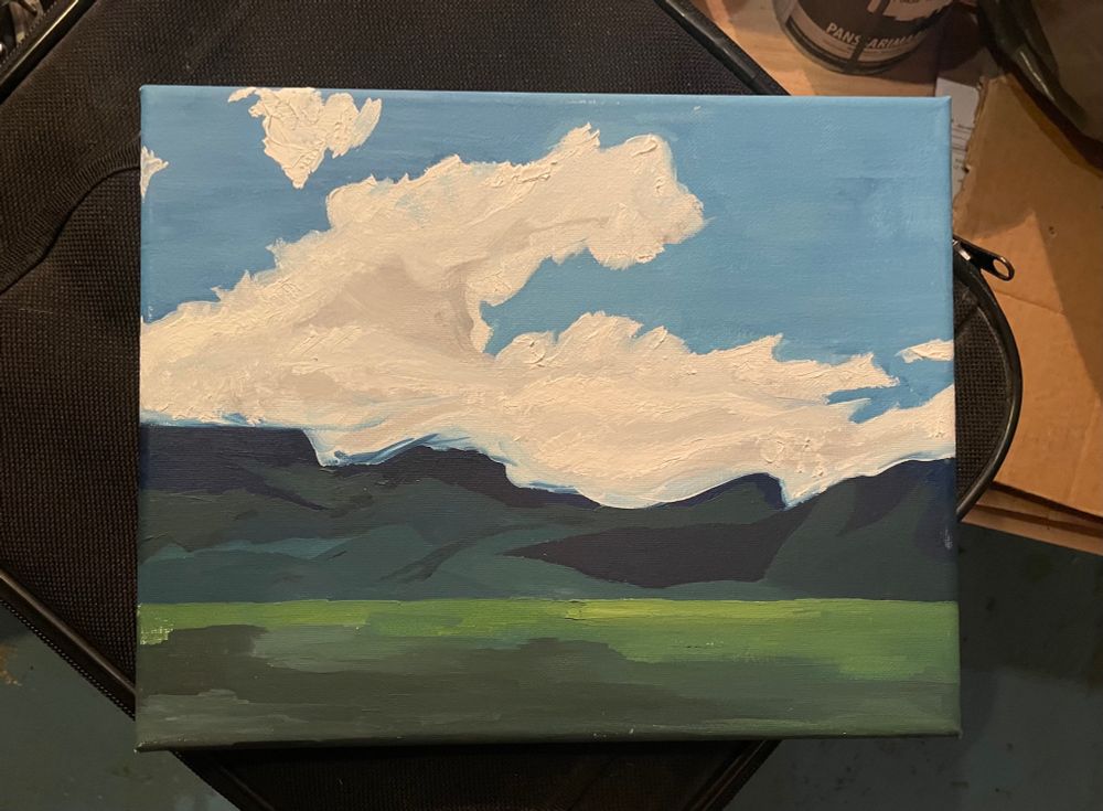 painting depicting a landscape that i saw while traveling by train through switzerland in 2018
