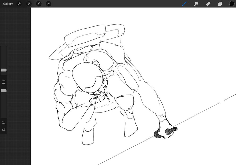sketch depicting a character relaxing after a long day