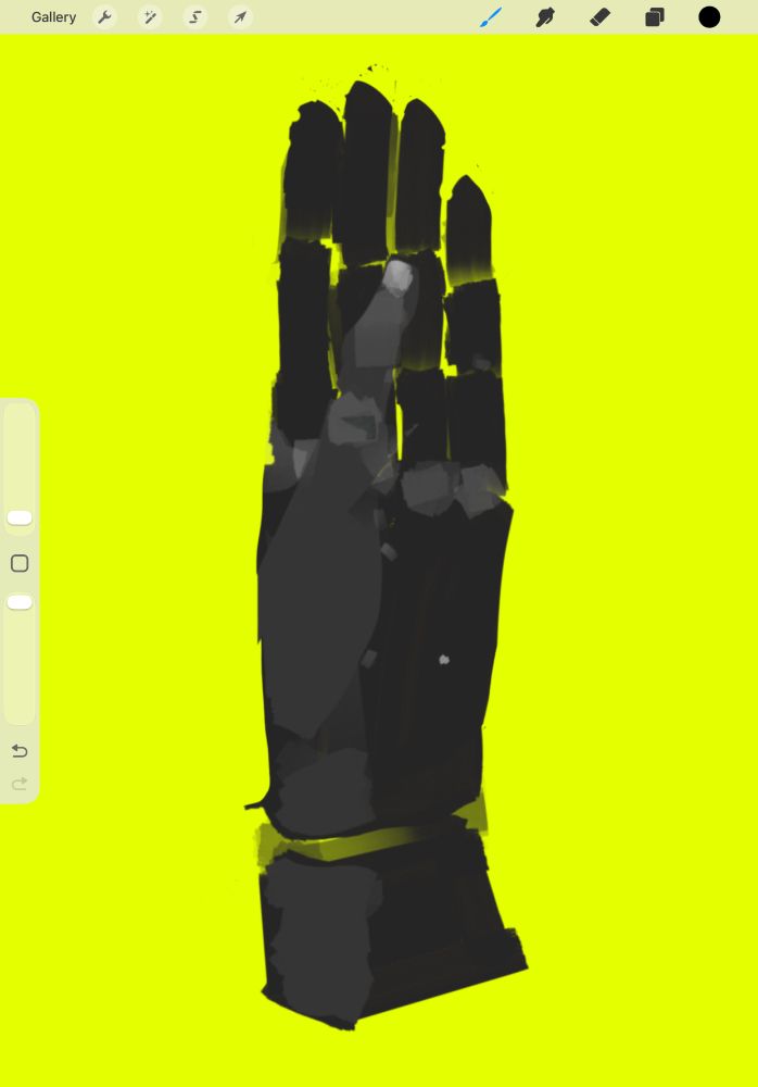 procreate painting depicting a hand with a yellow background