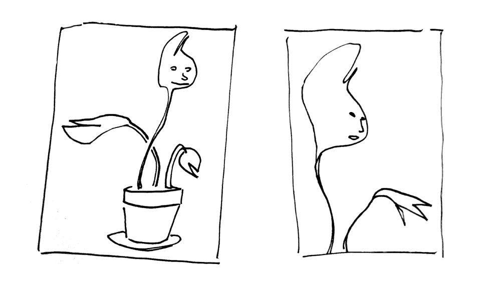 drawing depicting a plant guy
