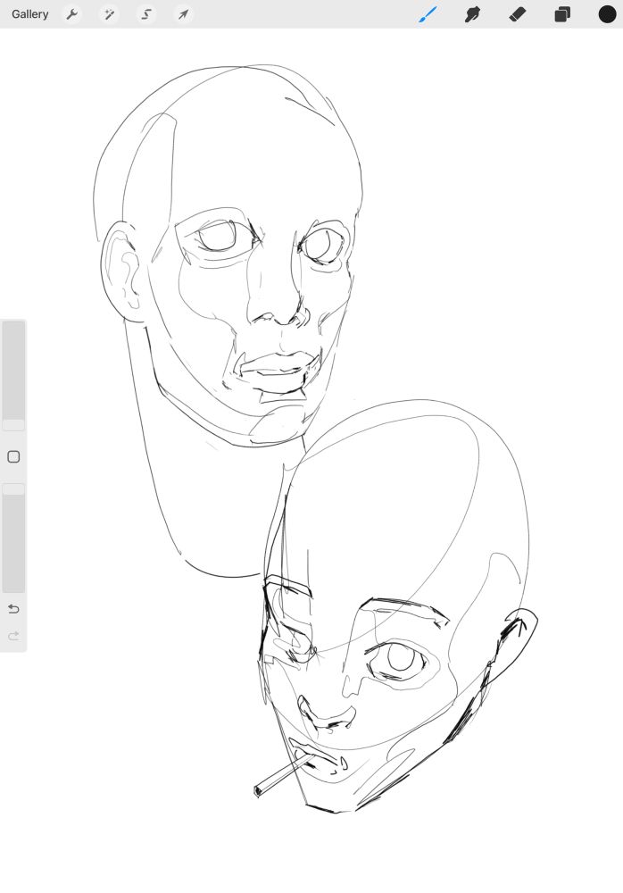 procreate sketch depicting two human faces.