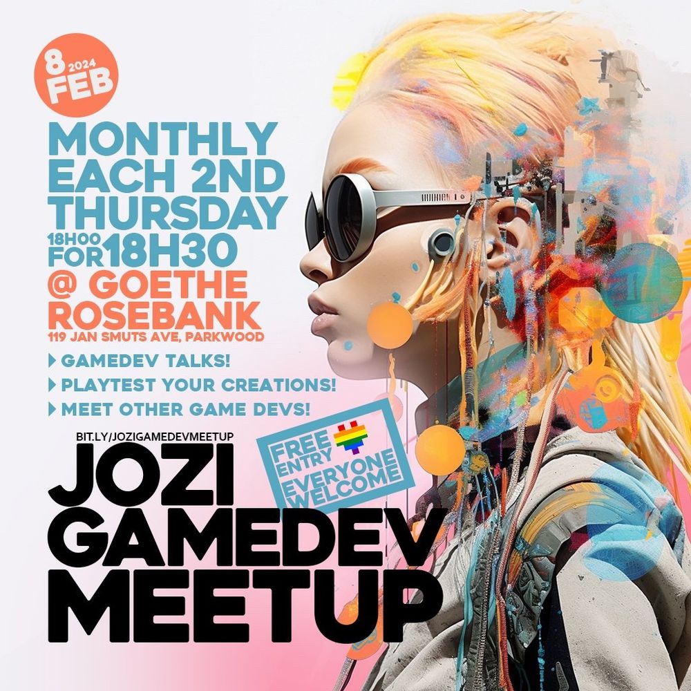 Jozi gamedev meetup @ Goethe Rosebank, 8 Feb 2024, 18h00
