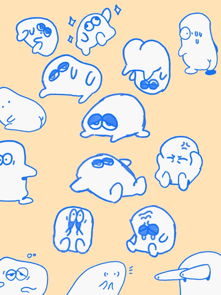 Assortment of little cartoon doodles expressing various stress based emptions