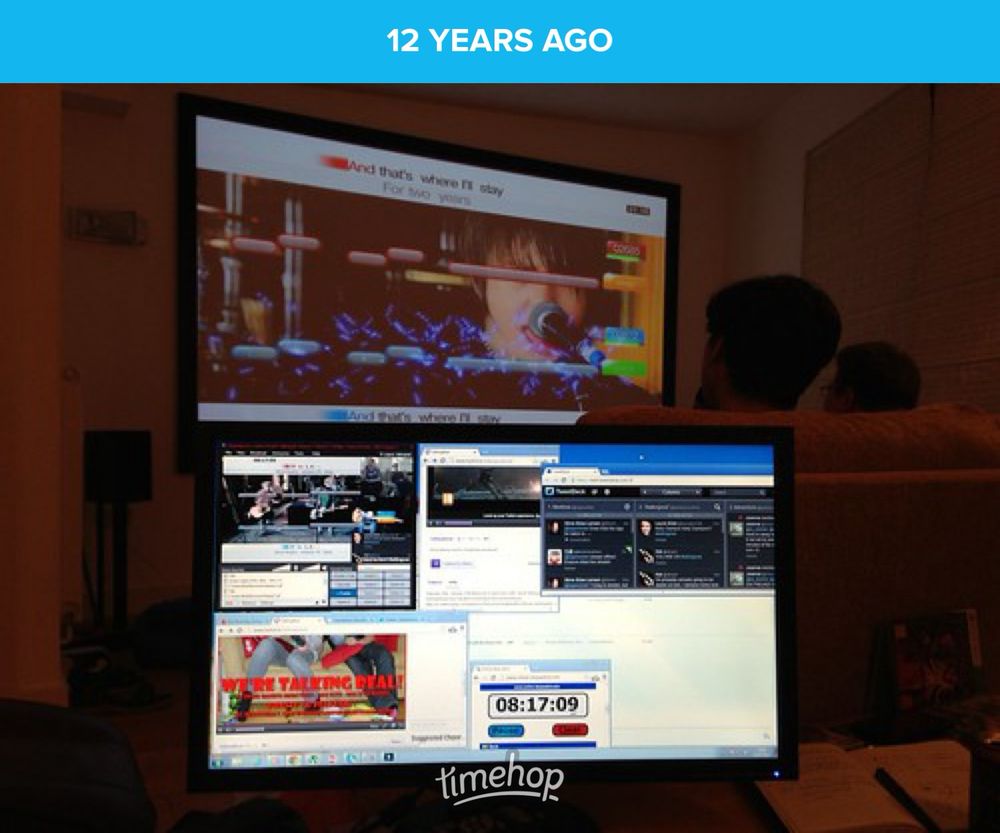 The streaming computer with various windows open 