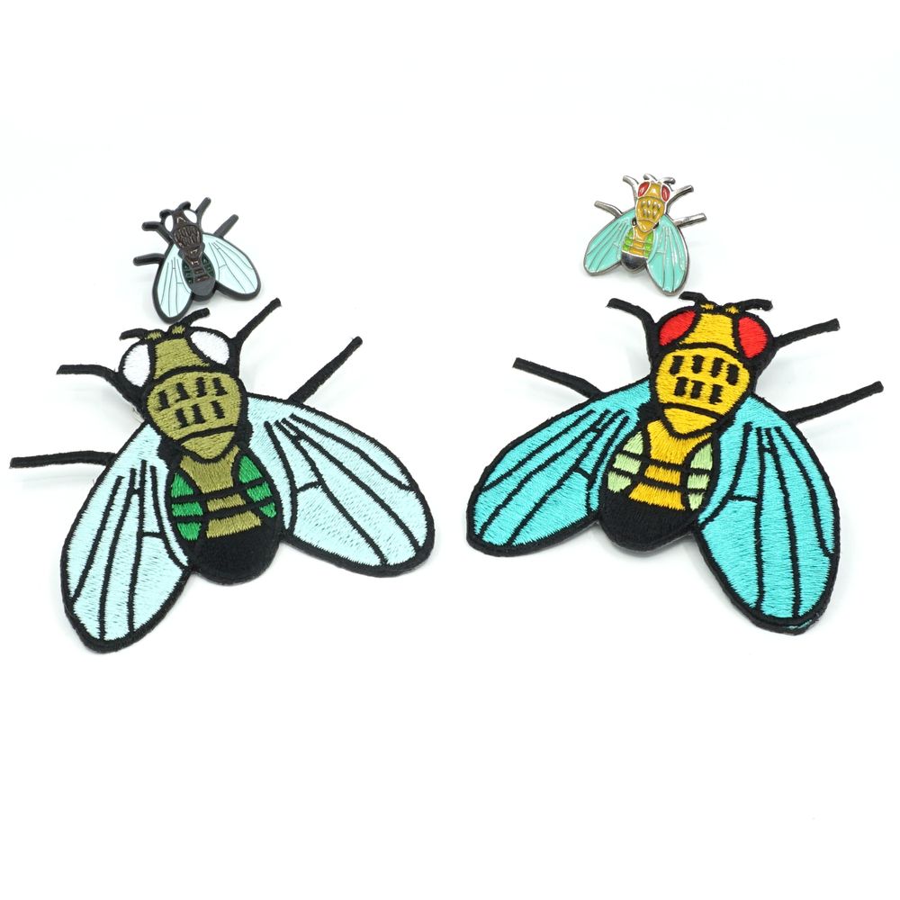 drosophila embroidered patches and enamel pins