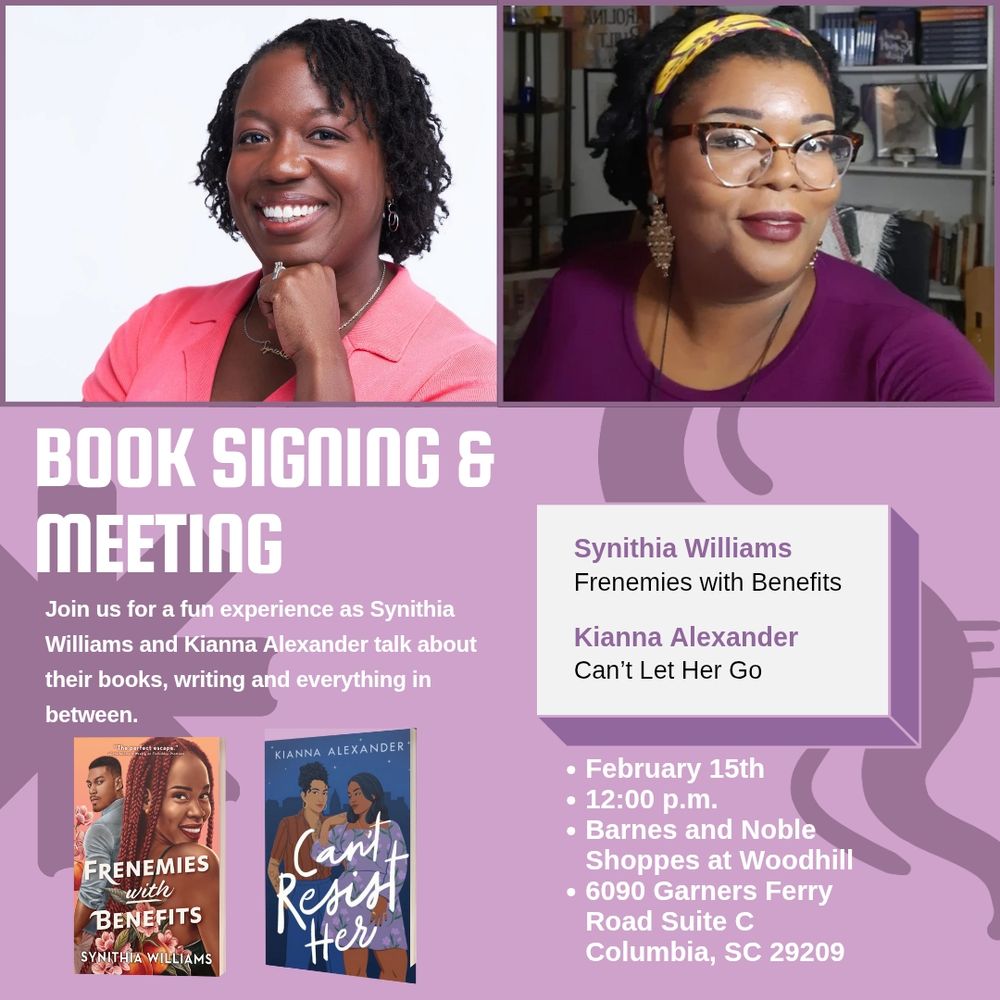 Saturday Feb 15. 12:00 pm, Barnes and Noble at Shoppes at Woodhill, 6090 Garners Ferry Rd, Columbia SC 