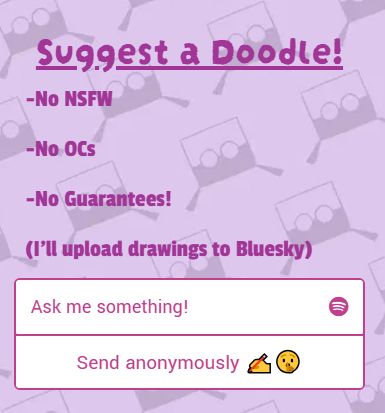 screenshot of the "Suggest a Doodle!" section on my Strawpage website