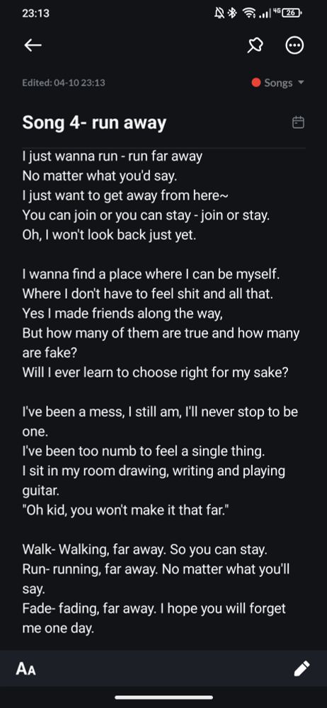 Song idea I wrote a few days ago. Had the first vers ein my mind for about 2 weeks now
