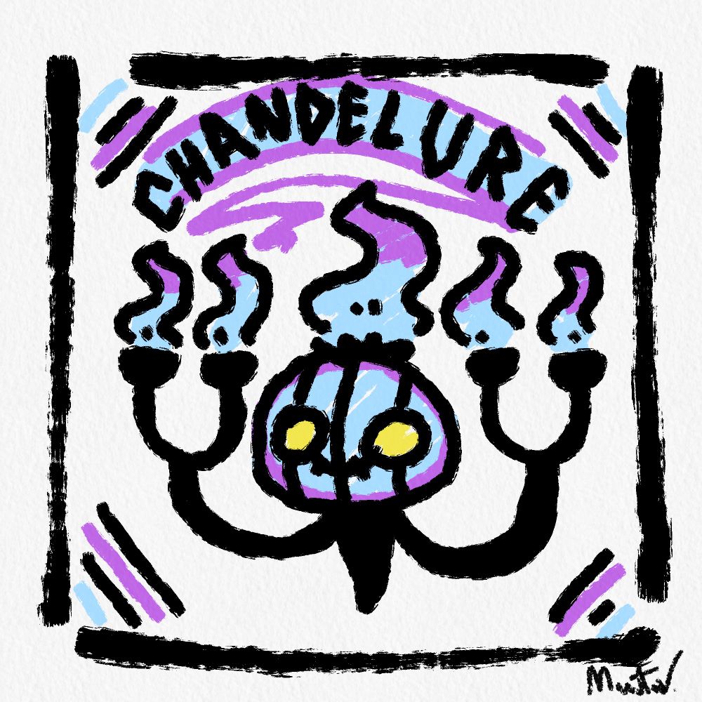 An adorable art of chandelure being happy.
