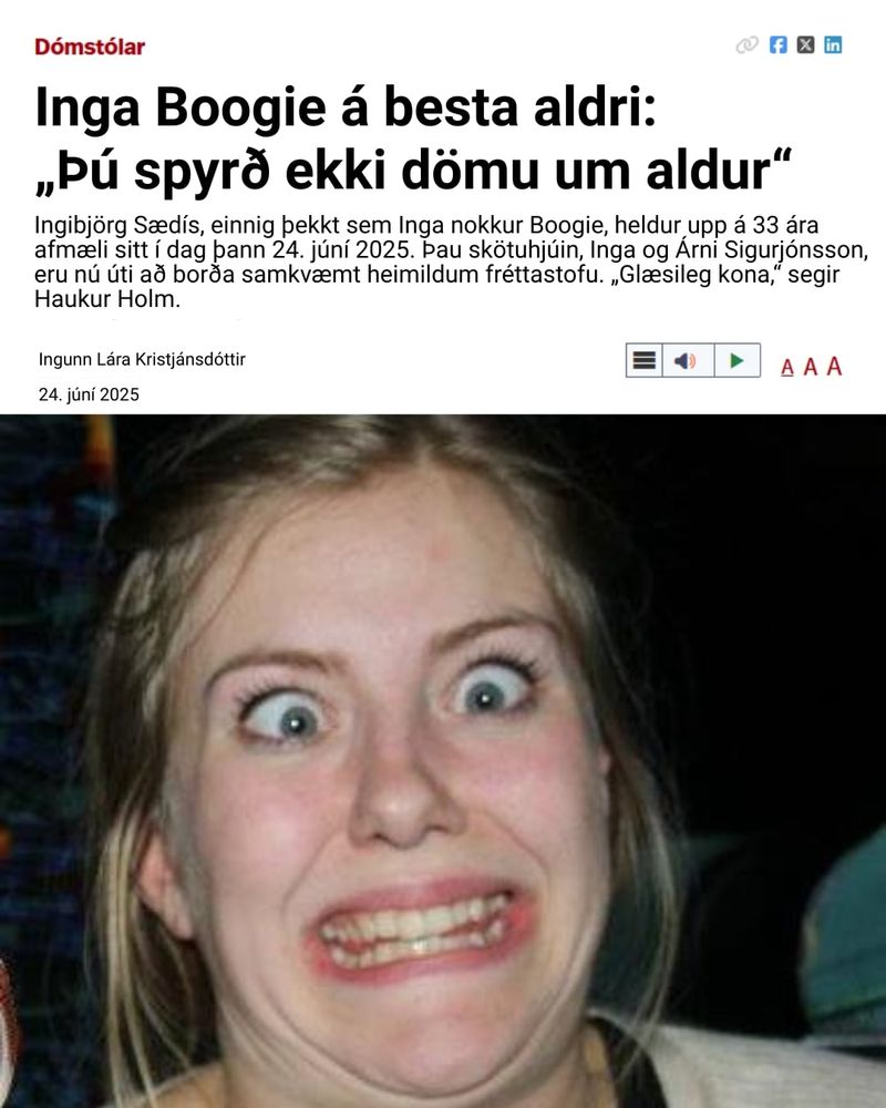 Fake news/fréttatilkynning um afmælið mitt: Inga Boogie á besta aldri: „þú spyrð ekki dömu um aldur“ er fyrirsögnin