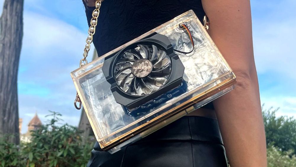 Old $20 Nvidia GeForce GT 730 graphics card upcycled into $1,024 plastic handbag