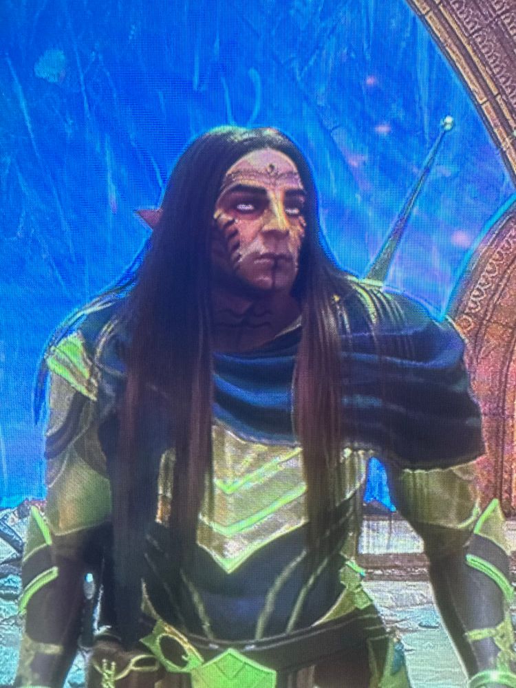 Custom Rook from Dragon Age: The Veilguard. Long brown hair. Crow. Rogue.