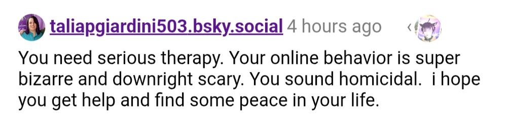 Talia suggesting someone needs therapy 