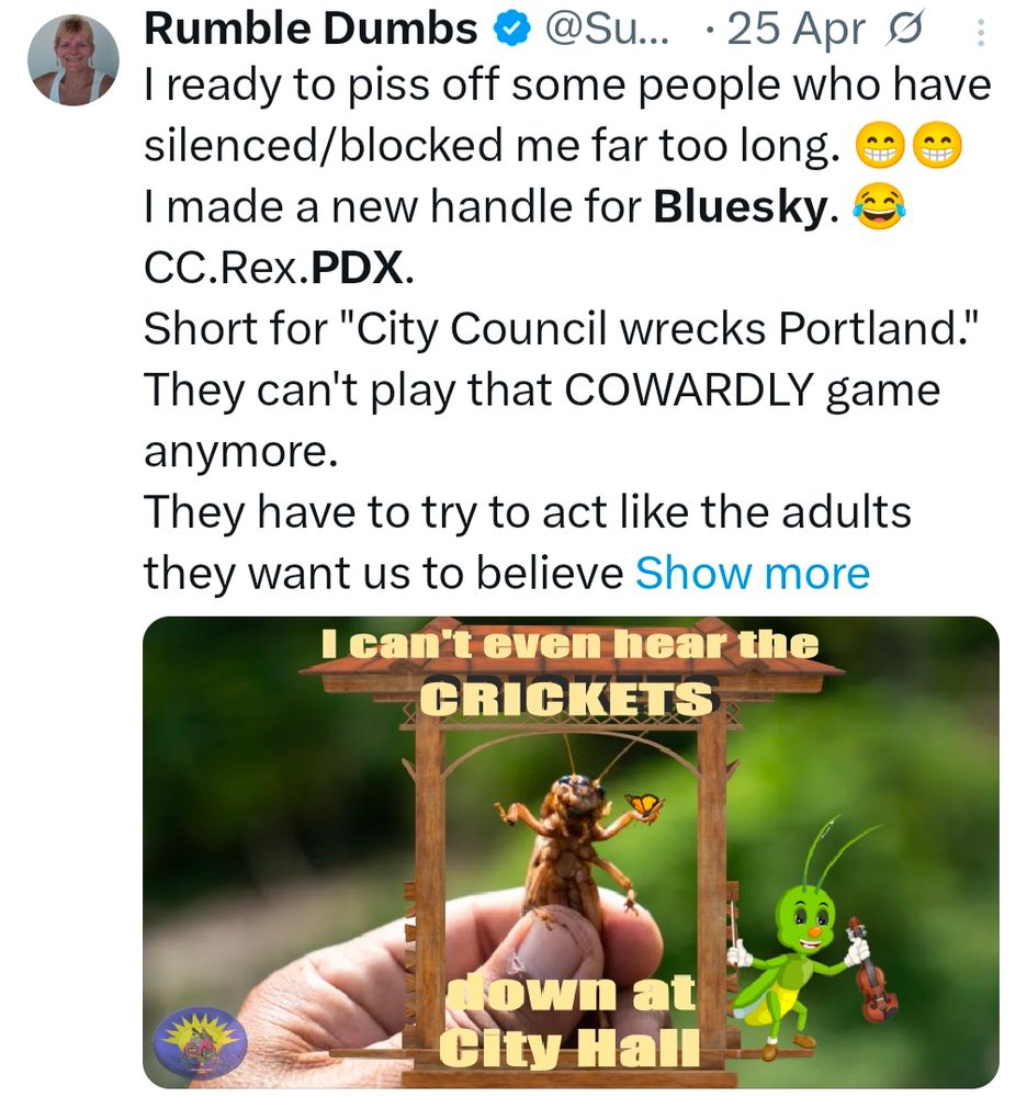 Susan Griffin announcing she's on Bluesky.