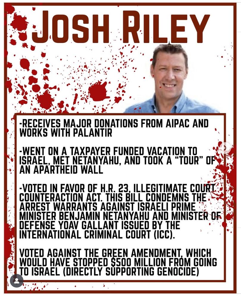 Josh Riley associations with AIPAC Israel and Palantir protest August 2025