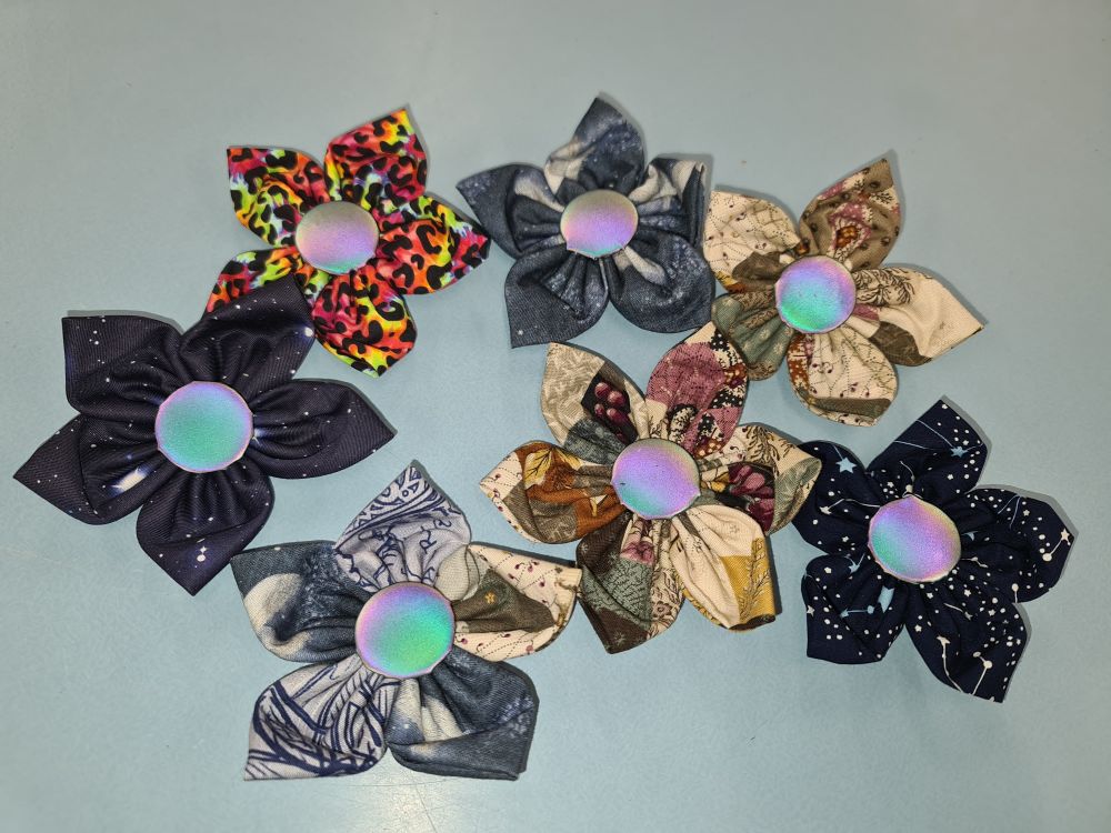 Fabric flowers with camera flash