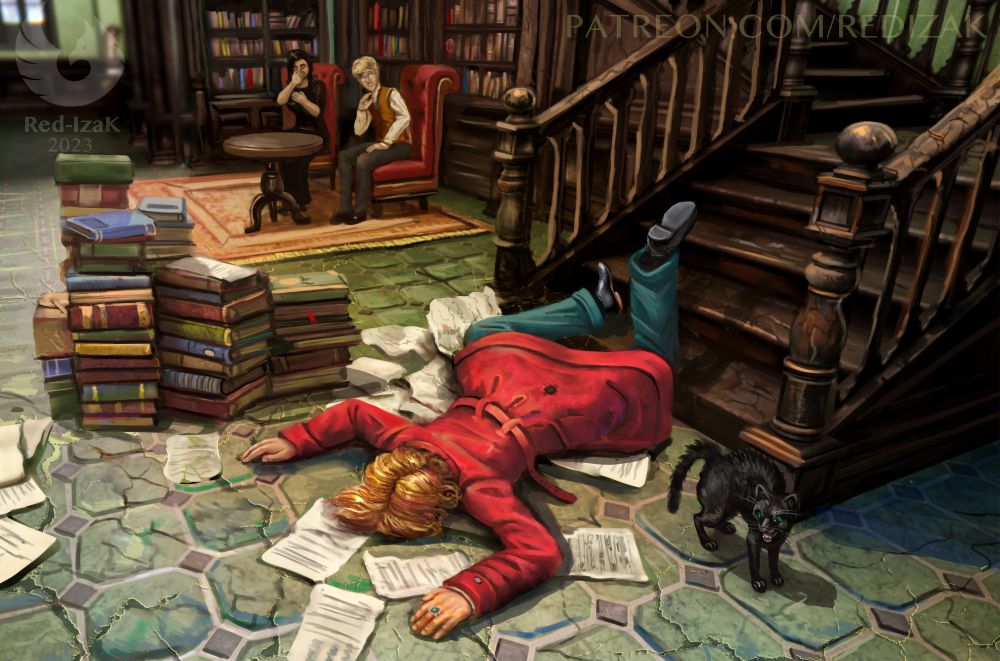 elf mage fallen from the stairs