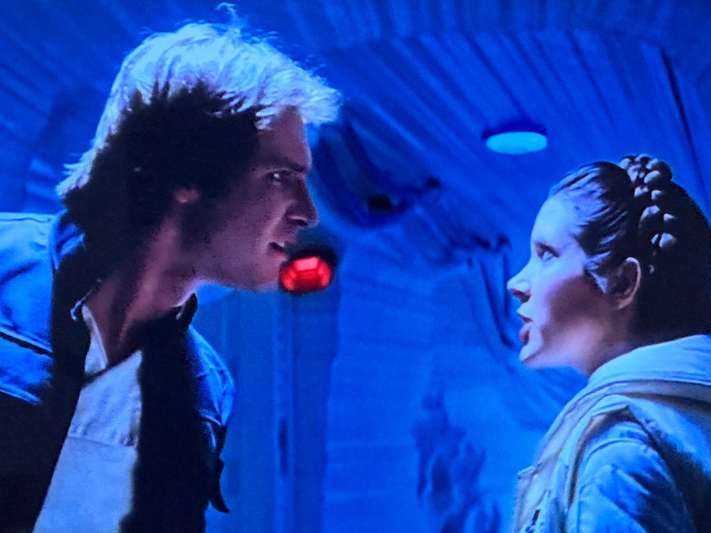 Han Solo and Princess Leia squaring off in The Empire Strikes Back