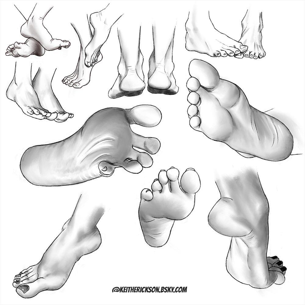 a collection of drawings of feet