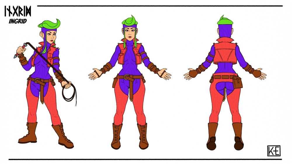 Character sheet for Ingrid, the main character in my game