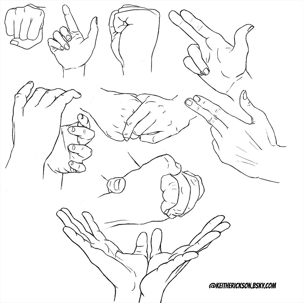 a collection of drawings of hands