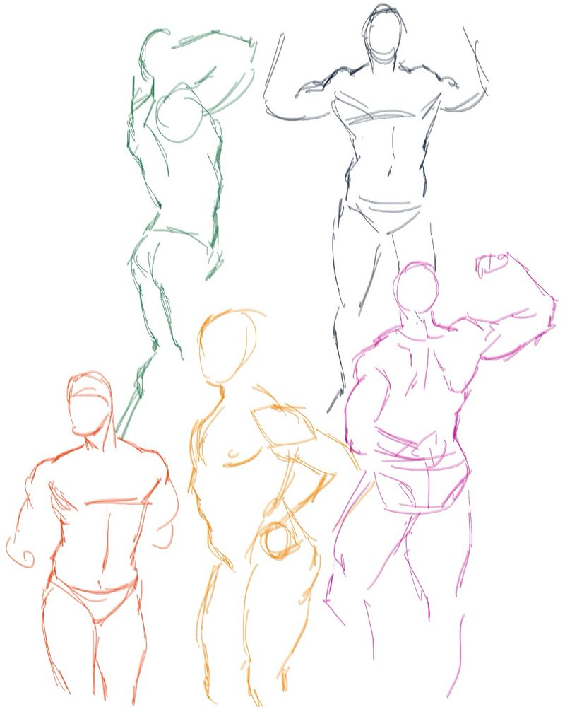 A collection of quick 1minutes sketches of a male model.