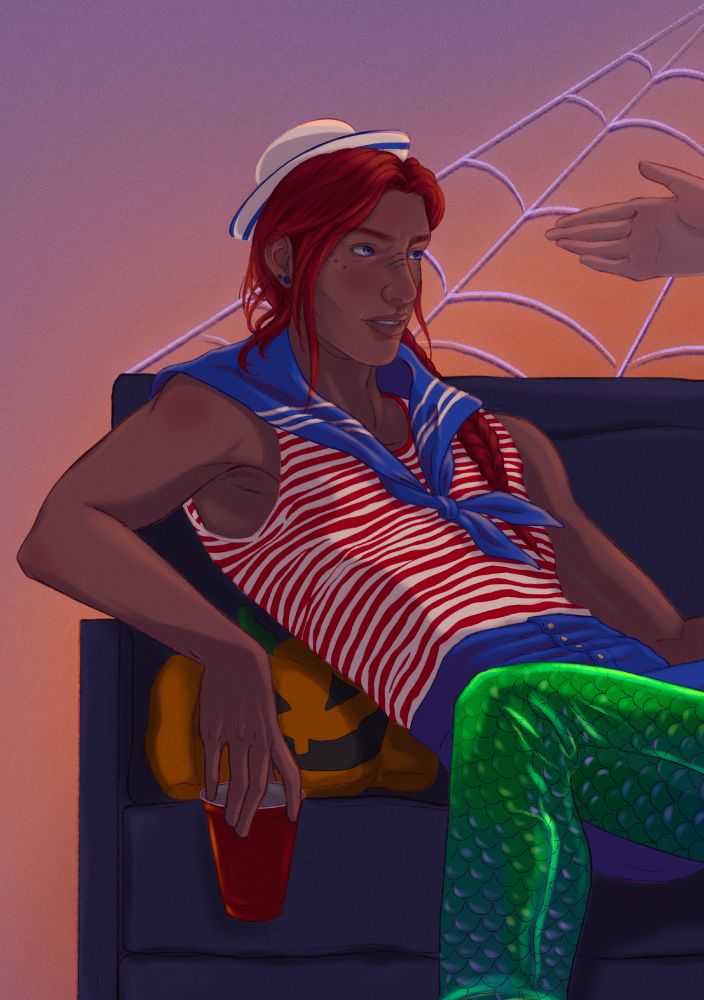 Detail of a larger drawing: Ohkai dressed as a sailor