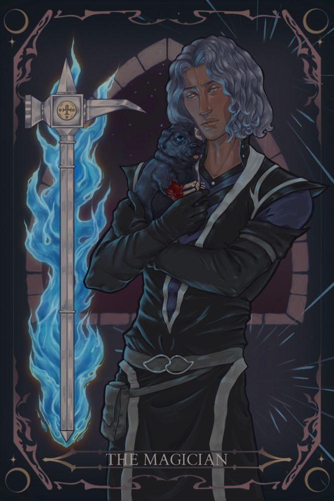 Hector from Castlevania as the magician tarot card 
