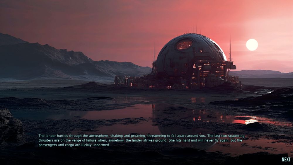 Planetfall achieved!  (I beat Colony Ship ~ very cool rpg) - picture is of a landing craft that I piloted down from the main Colony Ship to the surface of the new planet