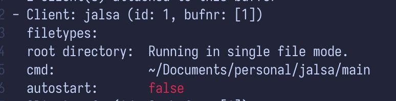 Show output of LspInfo command from Neovim display the LSP being connected to Neovim