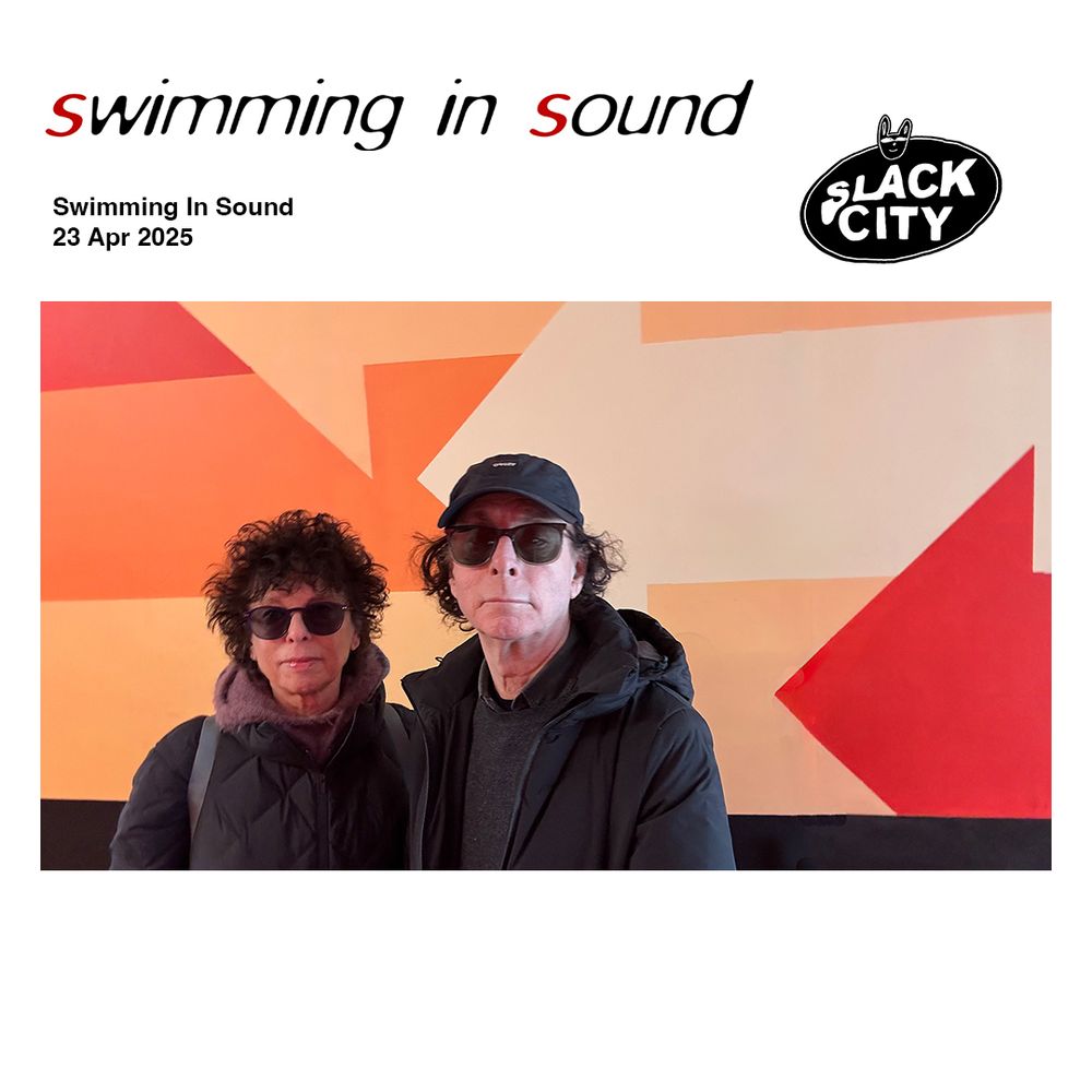 Yes, it's Wednesday, time for your weekly visit to the Swimming In Sound studio to hear what Malka & Colin are saying (& playing) this week.

Live on Slack City, catchup on @totallyradio.

No Andy this week but we hope to catch up with him soon. However we do, of course, include tracks by Wire (well actually Wir this week!), Minimal Compact and “something from us” this week a track by Immersion & Tarwater

Please note that for looking up tours by artists we play (including ourselves) – www.songkick.com & www.bandsintown.com are great ways to search. It’s worth looking even if we don’t announce dates!

Photo taken in Brooklyn at Industry City

If you love what we do, please share this post on socials!

Wednesdays at 1.00PM // Repeat on Friday - all times UK - On DAB in #brighton,  #manchester, #norwich & #portsmouth

www.swimminginsound.com // www.slackcity.org.uk // @slackcity // email - swimming@swimminginsound.com