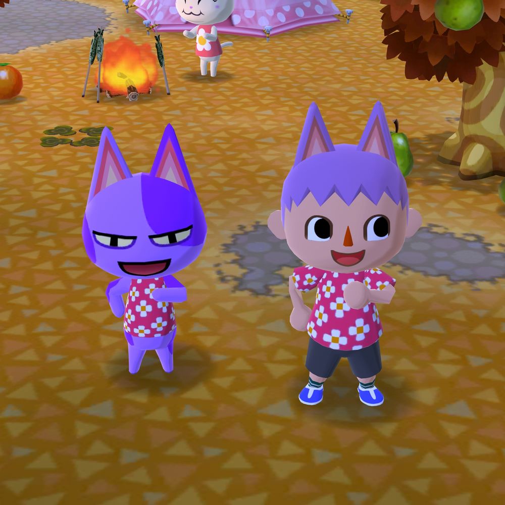 Bob (on the left) standing next to my character (on the right) who is dressed as Bob.