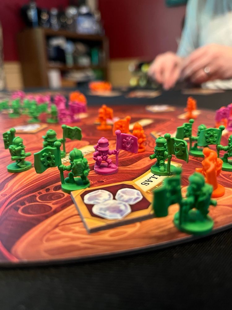 Mission: Red Planet - Close up of crew members and board near end of game.