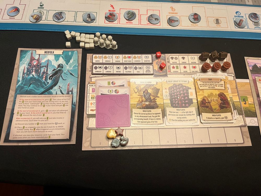 Tapestries - player boards for civilization and income tracks/tapestry cards. 