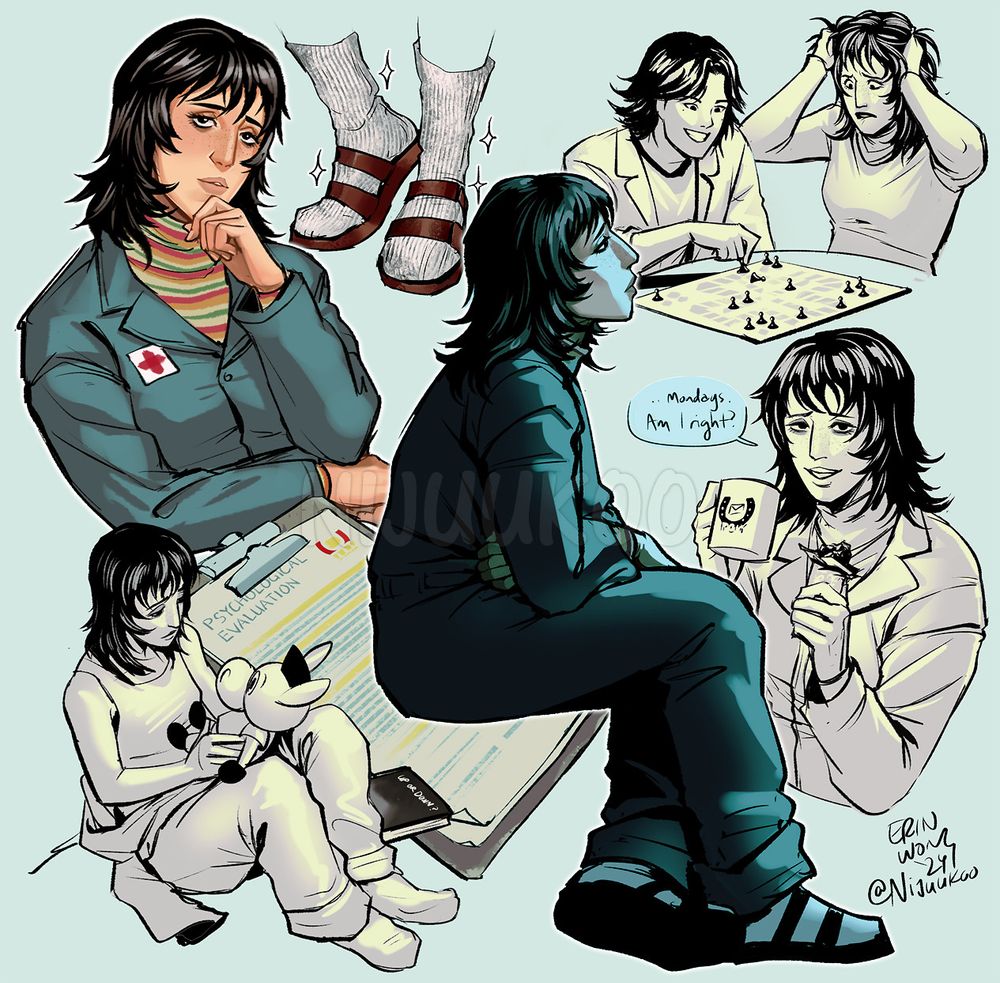 Anya from Mouthwashing. She's wears socks with sandles, loses to Daisuke in boardgames, tries her best to be funny, and talks to stuffed animals when she's lonely.