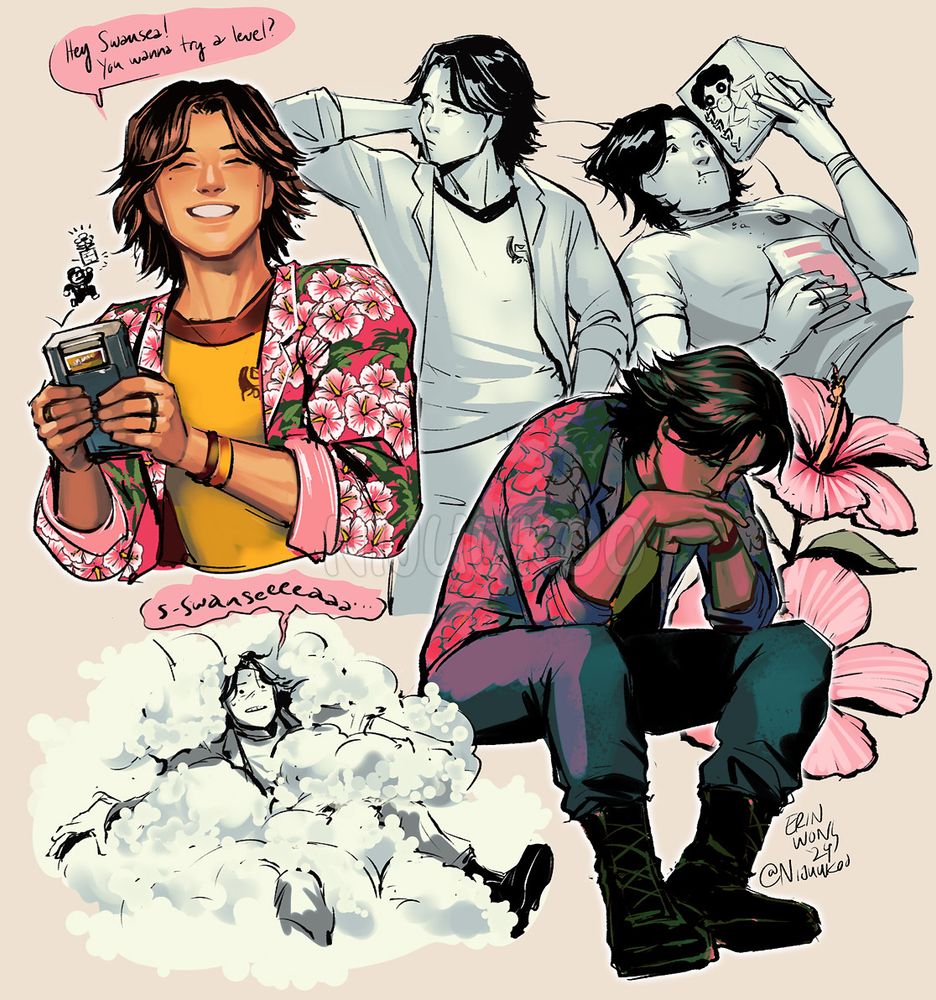 Daisuke from Mouthwashing. He's playing his game boy, reading sexy clown magazines and eating sweetener straight from the packet. He's living his best life.