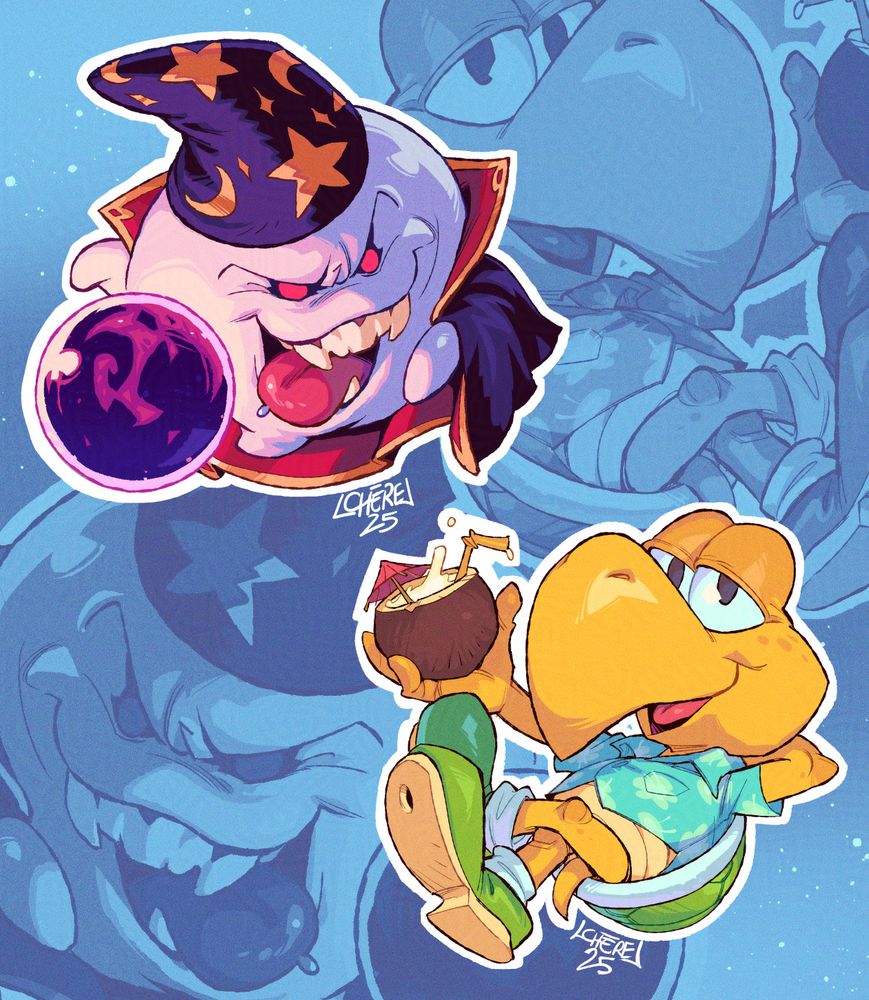 Fanart of Boo & Koopa in their Mario Party 4 outfits