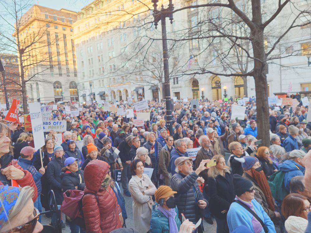 A large crowd of protesters 
