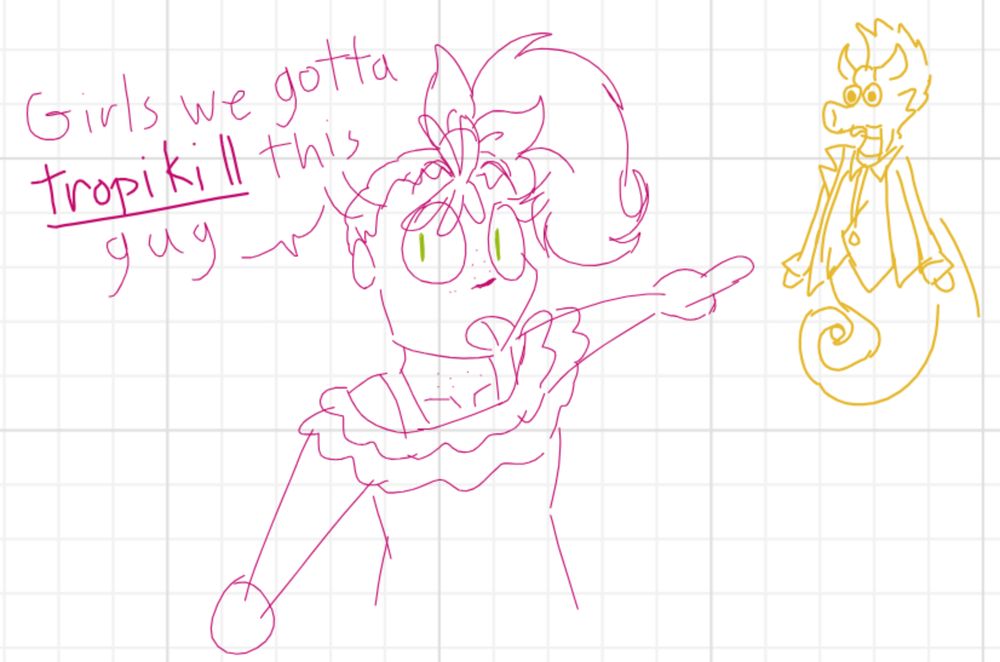 manatsu pointing to butler and saying "Girls we gotta tropikill this guy"