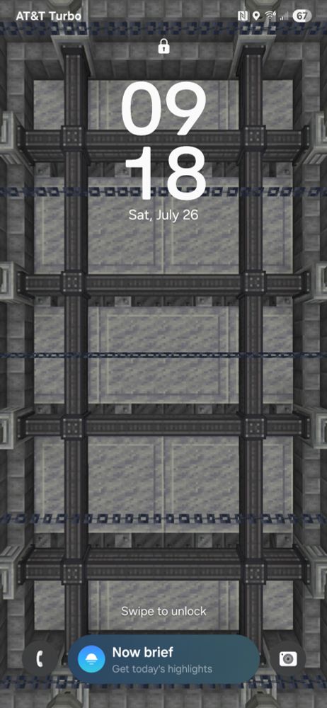 a screenshot of my phone lockscreen, a pattern of grey beams against grey panels