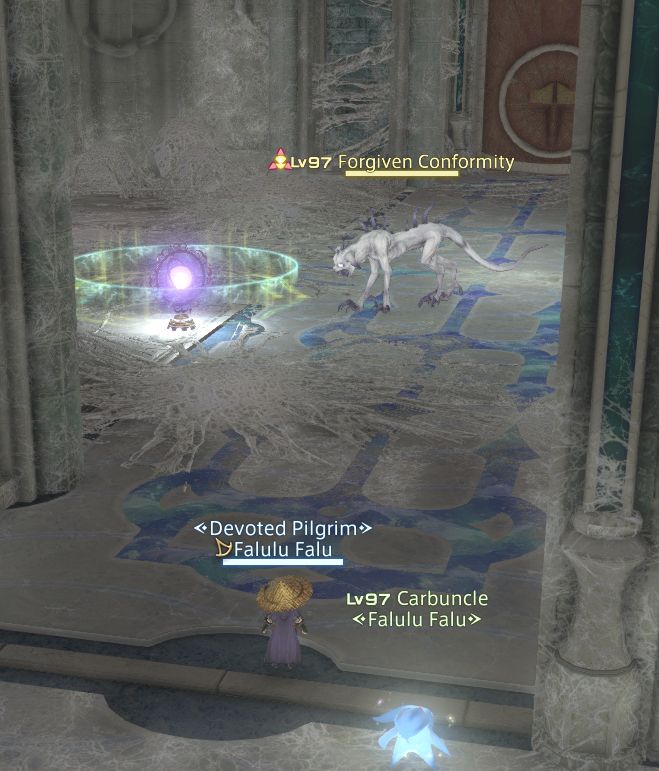 me in Pilgrim's Traverse staring at a Forgiven Conformity who's staring directly at the exit