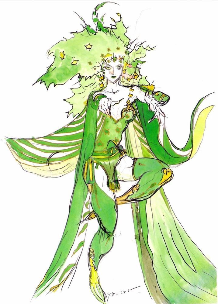 Yoshitaka Amano artwork of Rydia from FF4