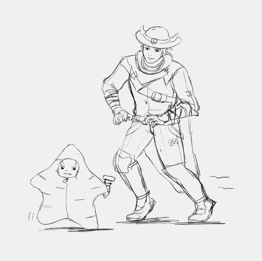 Logan sneaking up and about to snatch up his daughter, Jade (She’s an OC.) She’s wearing a starby onesie! She was so close to causing mischief, papa didn’t help…