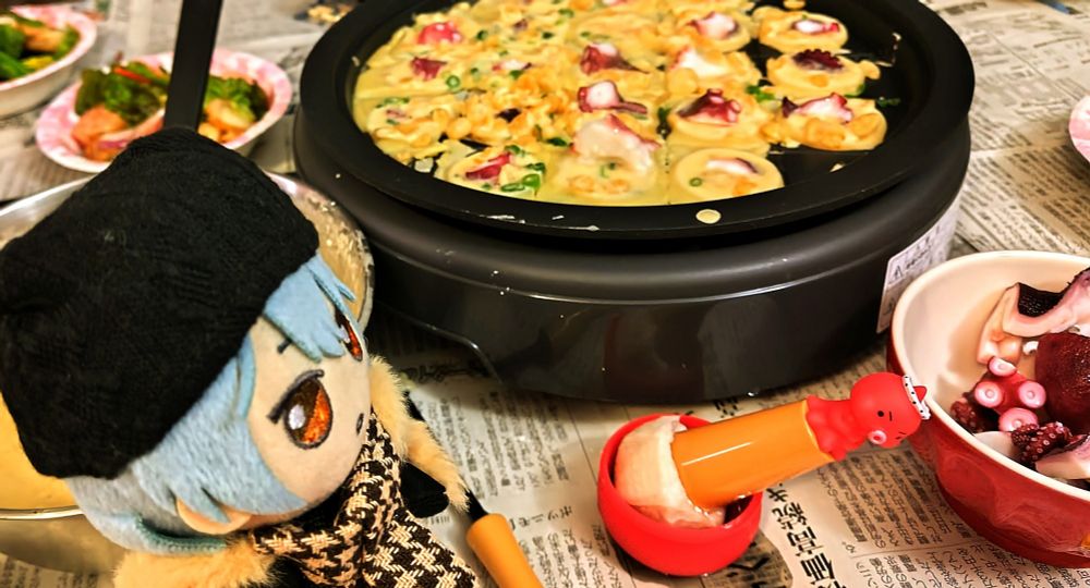 人間のたこ焼きパーティーに参加しているねろぬい