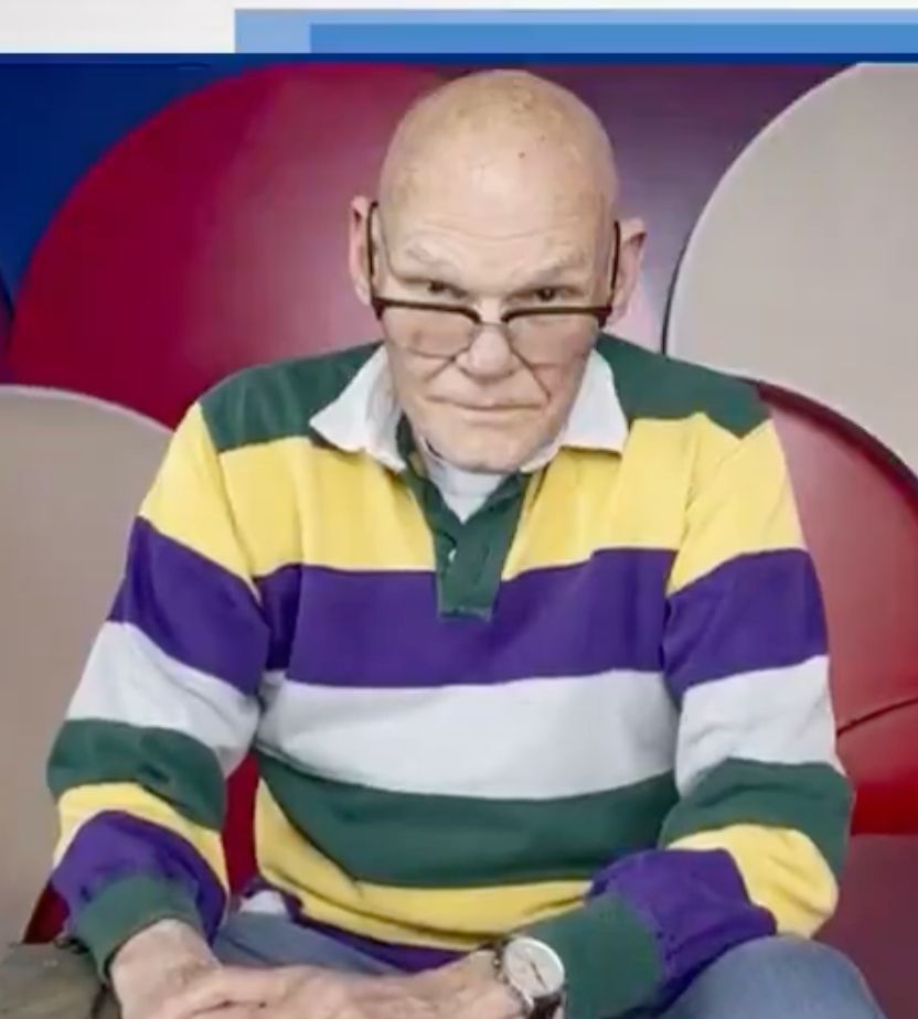 james carville in a striped shirt